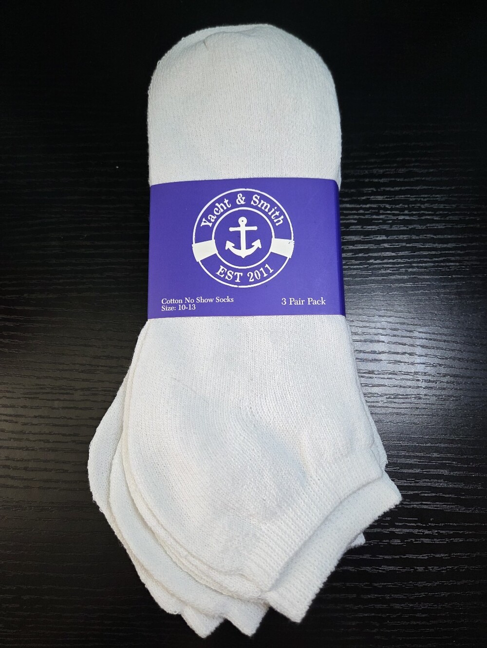 Yacht & Smith White No-Show Socks Sizes 10-13 - 3 Pair Pack